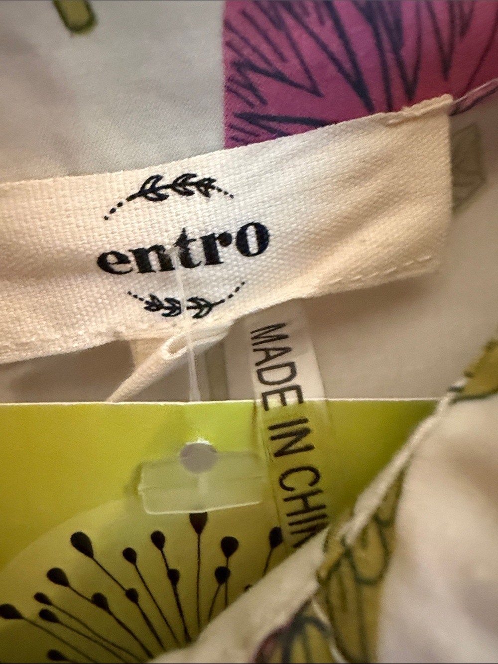 entro White Top with Pink & Green Floral Accents - Picture 2 of 3